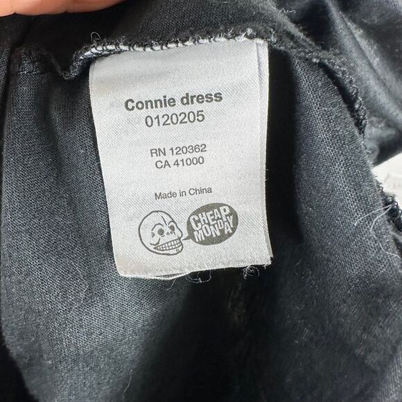 CHEAP MONDAY Connie Dress Black Layered Lagenlook Goth Medium Shiny - Picture 5 of 6